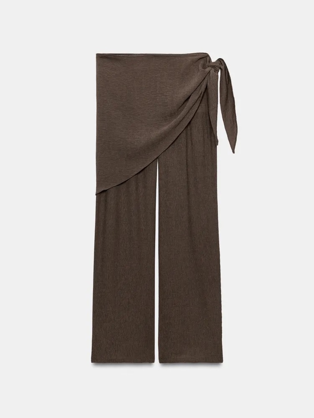 Zara Brown Wide-Leg Wrap Tie Pants